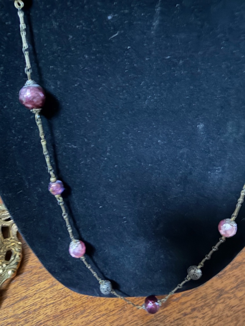 Long Purple Bead Station Necklace - Women Jewelry - Picture 2 of 9